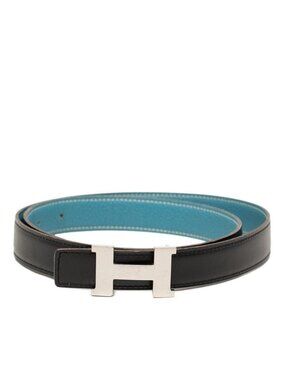 Hermes Constance 80 Black Blue Leather Belt